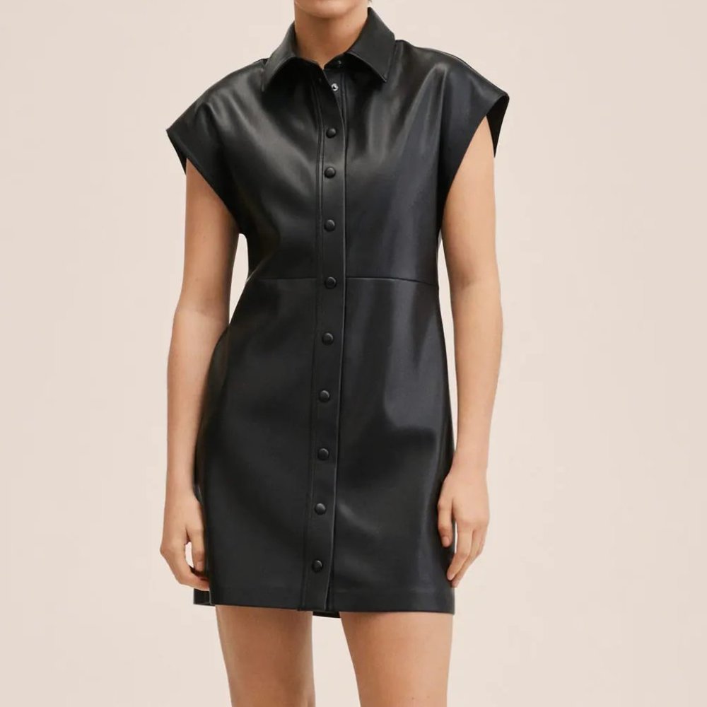 Faux-leather shirt dress, Mango sz 2